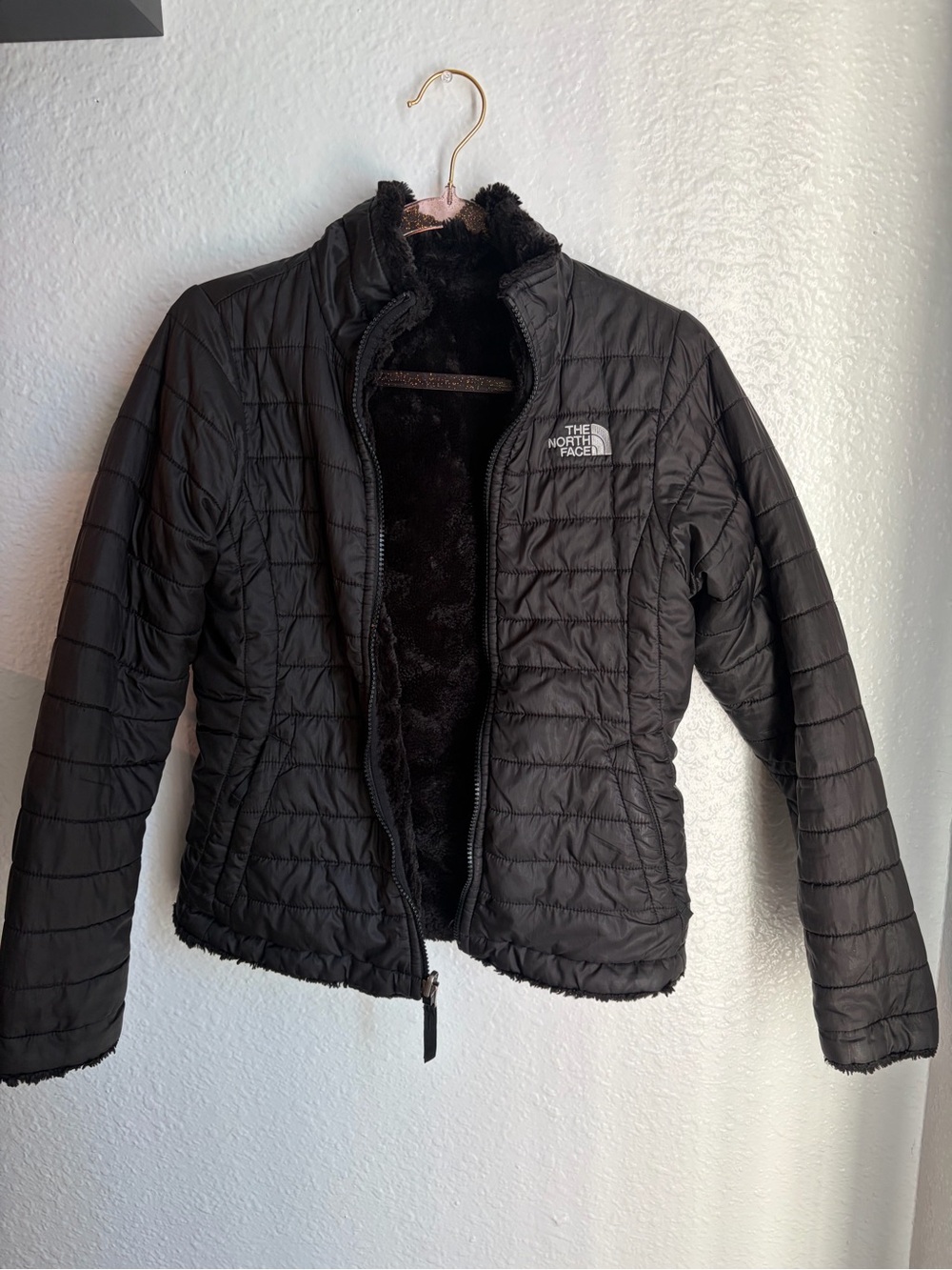 The North Face Women's Black Quilted Puffer Jacket with Plush Lining